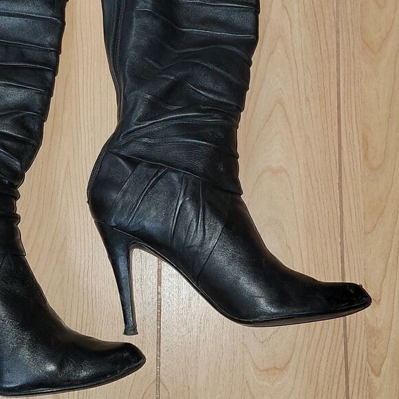 ALDO BLACK SLOUCH HIGH HEEL BOOTS, SIZE 40 (8.5) - Picture 5 of 15